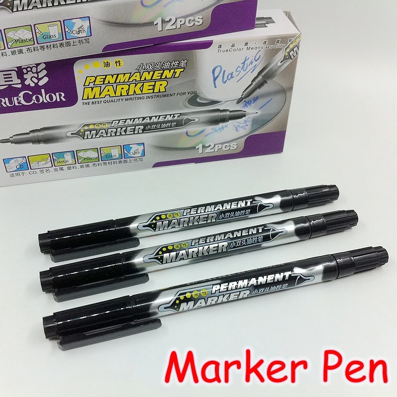 

[FORREST SHOP] Office Material School Supplies Stationery Black Color Waterproof Permanent Marker Pens (12 Pieces/Lot) 0615B