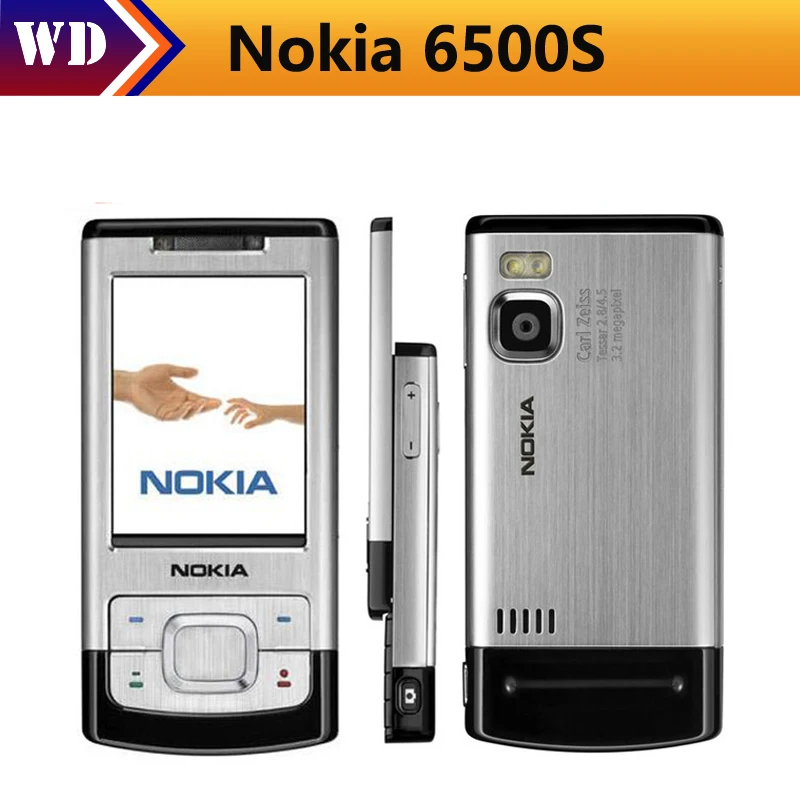 

Unlocked 6500S Original Nokia 6500 Slider Single Core Slide Cell Phone 3G Bluetooth Mp3 Player 3.15MP Mobile Refurbished Phone