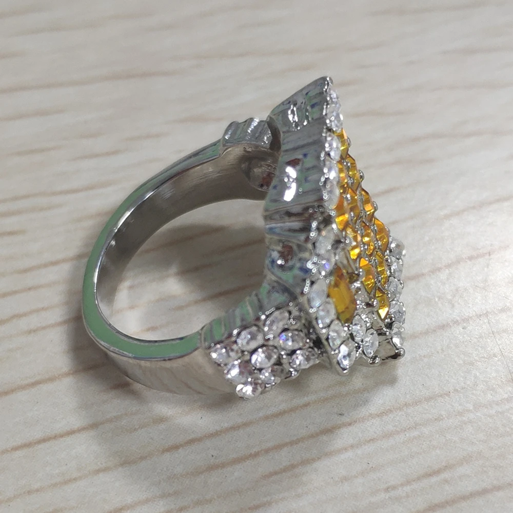 Роскошное желтое кольцо с камнем геометрическое квадратное кольцо серебряного цвета кольца для женщин Свадебные обручальные ювелирные изделия Anillos Mujer F5X540