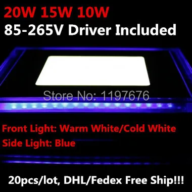 

DHL Free Ship 20pcs Ultra Thin LED Panel Light 3D Effect ( Front Light & Side Light ) Recessed LED Ceiling Light 85-265V