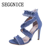 2019 Women Denim Shoes High Heel Sandals Cross Tied Jeans Women's Fashion Super High Heels Shoes Summer Sandals Chaussures Femme 2019 Women Denim Shoes High Heel Sandals Cross Tied Jeans Women's Fashion Super High Heels Shoes Summer Sandals Chaussures Femme
