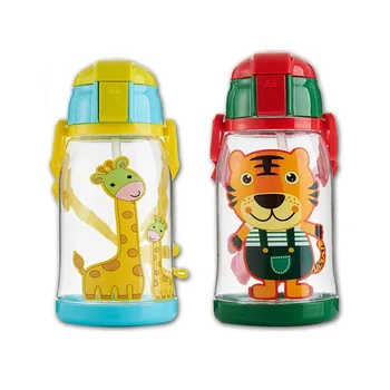 

Kids Cartoon Animal Pattern Bottle Straw Seal Anti-fall Drinking Kettle Cup Straw Sippy Cup 600ml