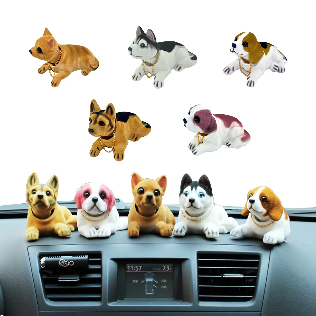 

Dewtreetali Car Ornament Shaking Dog Nodding Dog Car Styling Cute Bobblehead Dog Doll Shakes Head For Car Interior Decoration