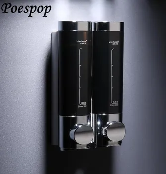 

POSEPOP Double Soap Dispenser Wall Hand Liquid Soap Dispenser Kitchen Bathroom Bottle Plastic Pump Dispensers 500 ML