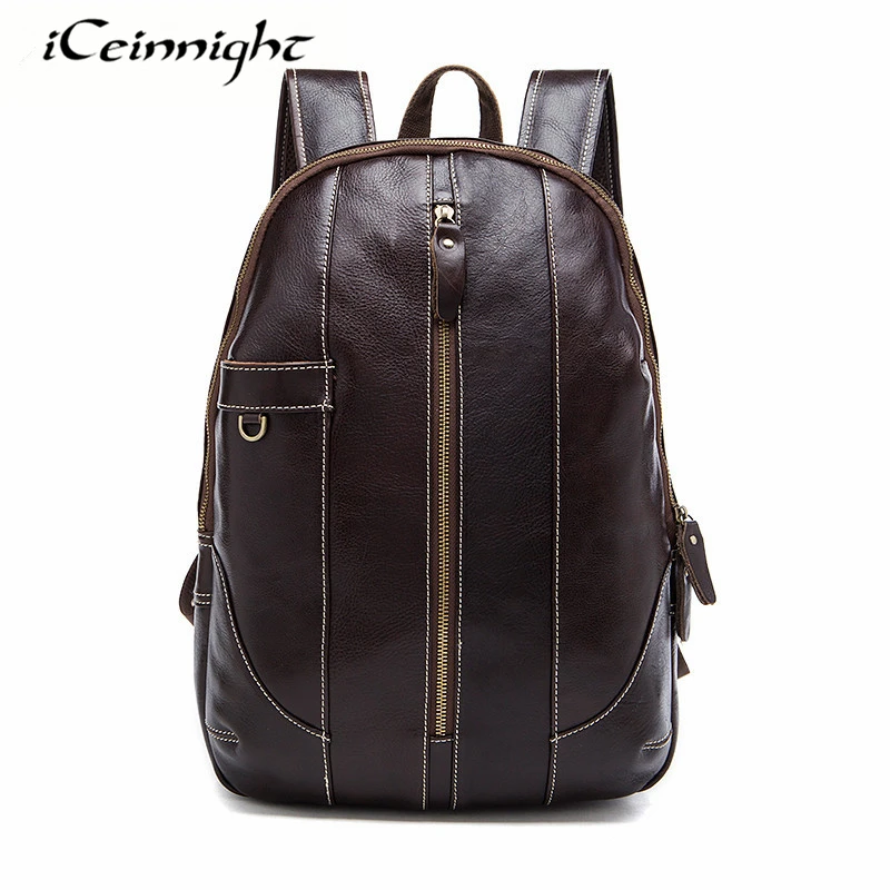 iCeinnight Men Backpack Genuine Leather Luxury Brand Travel Bags Men