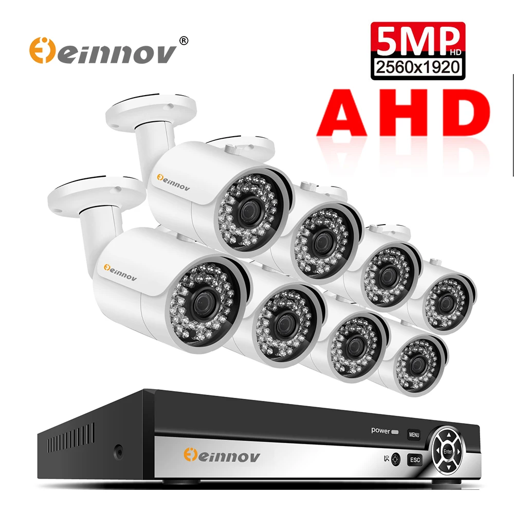 

Einnov 8CH 5MP Video Monitoring Surveillance Kit Outdoor Home Security Camera System DVR AHD Camera CCTV Set P2P APP XMEye HD