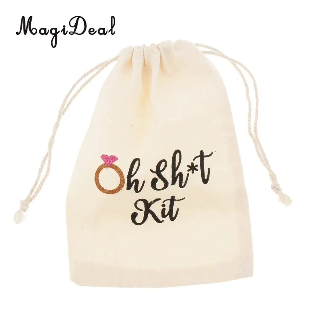10pcs Oh Shit Kit Cotton Linen Jewelry Pouch Drawstring Bag Wedding Favor