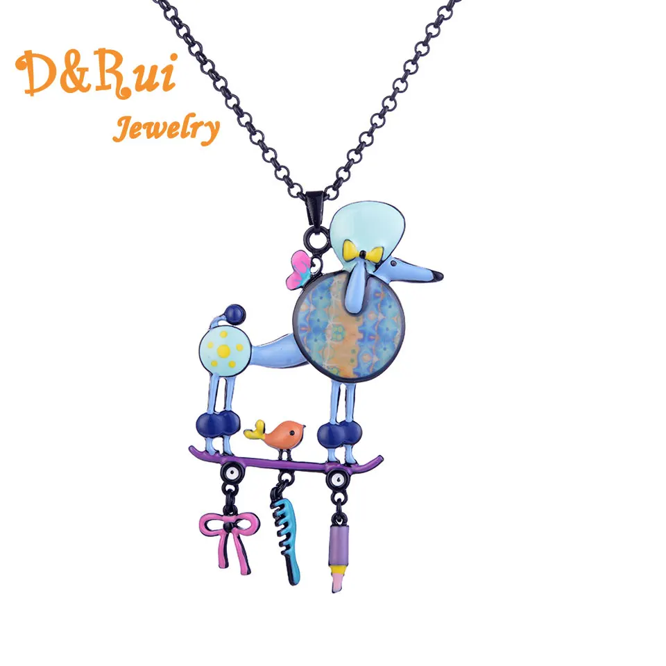 

Blue Dog Pendant Necklace Women Collar Chocker Long Metal Chain Women's Jewelry 2019 Fashion Statement Necklaces Jewellery Best