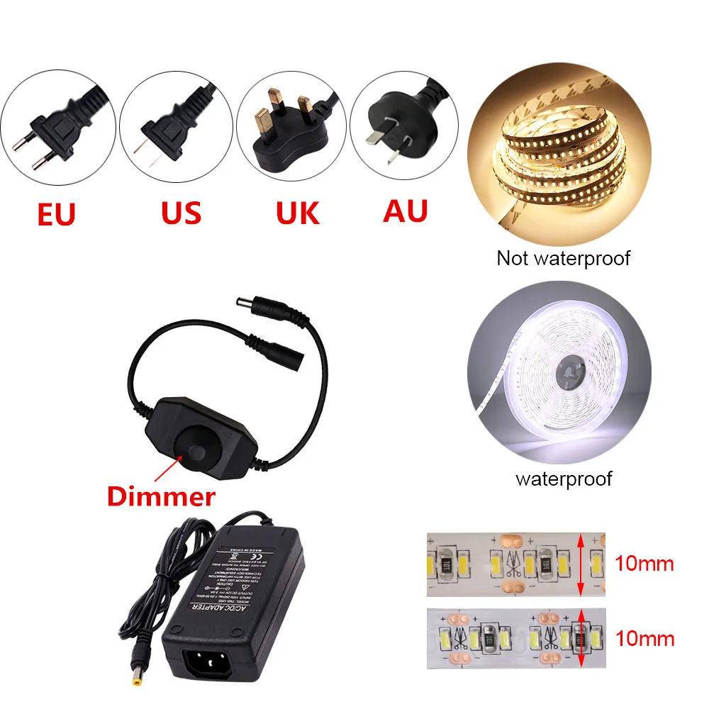 3014 Светодиодные ленты освещения 204 светодиодный s/m DC 12 V Водонепроницаемый гибкие ленты Rioon светодиодный свет лампы с светорегулятор ЕС AU