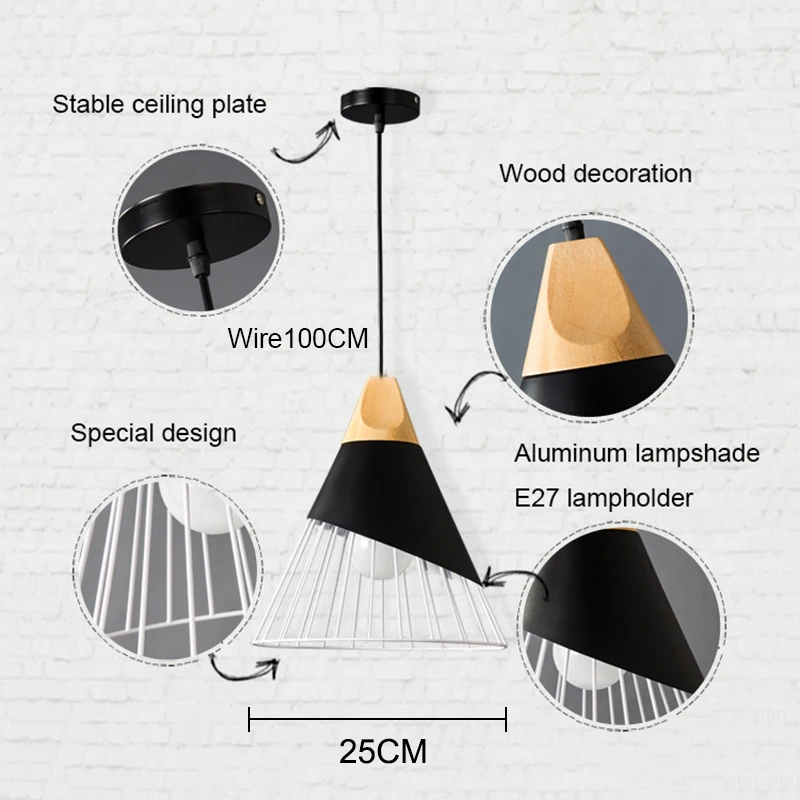 Деревянные подвесные светильники современный промышленный светильник Лофт скандинавский подвесной светильник для кухни подвесной светильник дизайн спальни столовой лампы E27