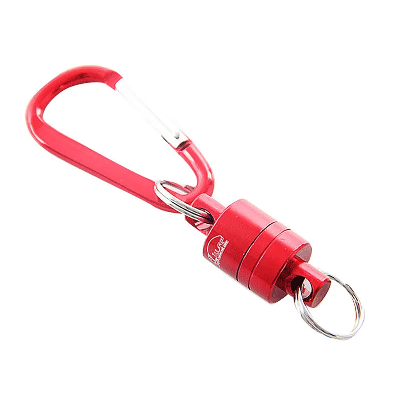 Solid Magnetic Buckle Wireless Rope Strong Circuit Hanging Fishing Buckle Lure Landing Net Release Holder Carabiner Tackle - Цвет: Красный