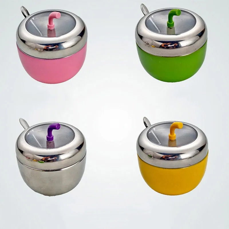 Free Shipping! SUS304 Stainless Steel Sugar Bowl/ Seasoning Box/ Spice Jars Apple Shape | Дом и сад