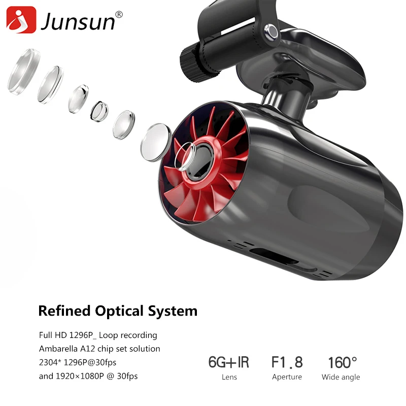 Junsun H030 Ambarella A12 Car DVRs ADAS LDWS car camera FHD 1296P registrar WiFi dash cam GPS logger DVR 2 in 1 car recorder 