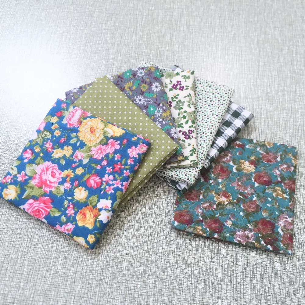 

7pcs50x50cm New arrive Dark green floral series100% Cotton Fabric Sewing Tilda Doll Cloth DIY Quilting Patchwork Tissue Textile