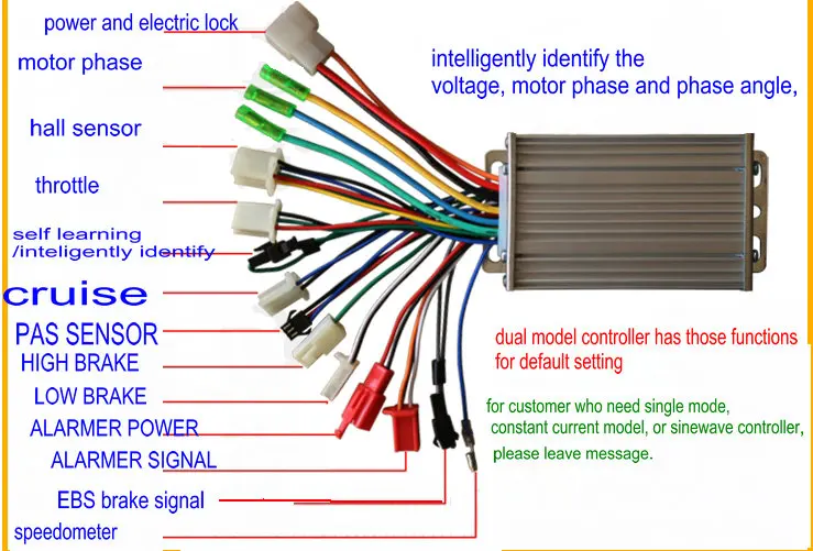 24v36v48v60v64v250w350w bldc controller 6mosfet two regenerative brake of brushless dc motor for light electric vehicle