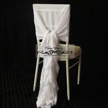 100 шт белый шифон ива рюшами стул Кепка шифон драпировка для стула лента для свадьбы декор