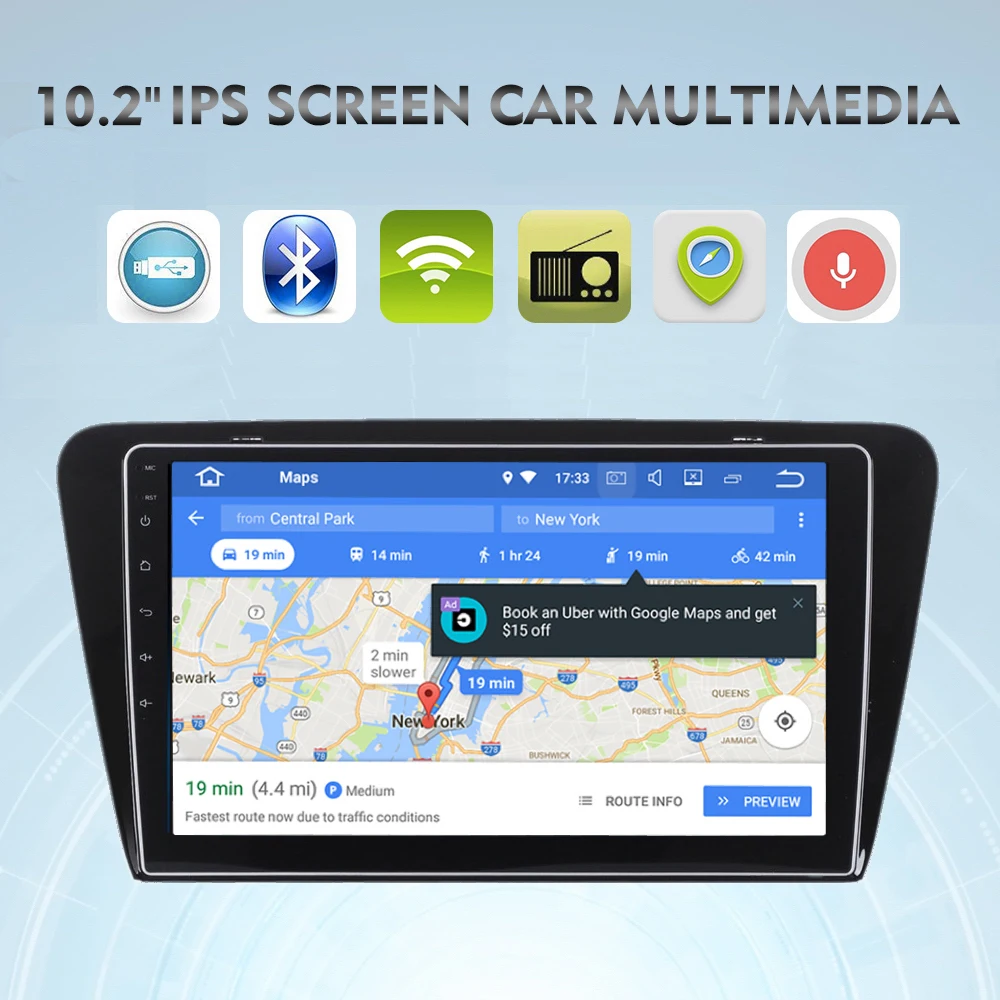 Discount Car 2 din Android 8.0 stereo Head Unit for SKODA OCTAVIA 2014 2015 2016 Permanent radio navi GPS RDS 4Gb+32Gb Android PX5 8-Core 1