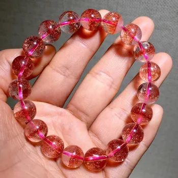 

Genuine Natural Lepidocrocite Quartz Red Super Seven Clear 10mm Round Bead Stretch Crystal Bracelets Women AAAAA Certificate