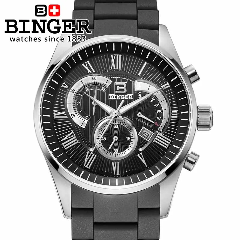 Free Shipping Wristwatches Men's Quartz Sport Utility Men Luxury Brand Automatic Chronograph Binger Military Watches Gift