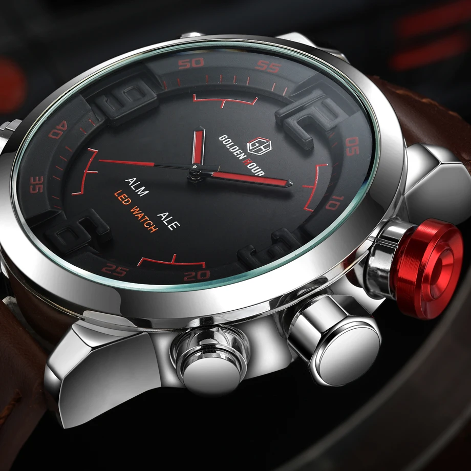 Reloj Hombre GOLDENHOUR стильные мужские часы спортивные из натуральной кожи