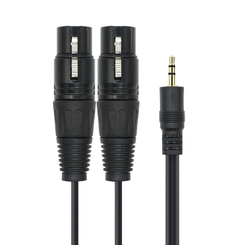 3 5 мм 1/8 &quotстерео угловой штыревой соединитель 2 XLR Pin Женский Y разветвитель аудио