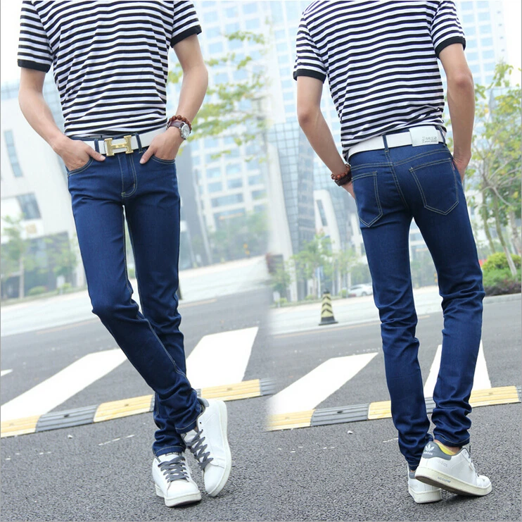 Moda hombre flaco Jeans ajustados hombre clásico Slim Fit Stretch Jean  vaquero verano algodón Casual Mens pantalones lápiz negro pantalones|jeans  trousers|tight jeans fashion mentight jeans men - AliExpress