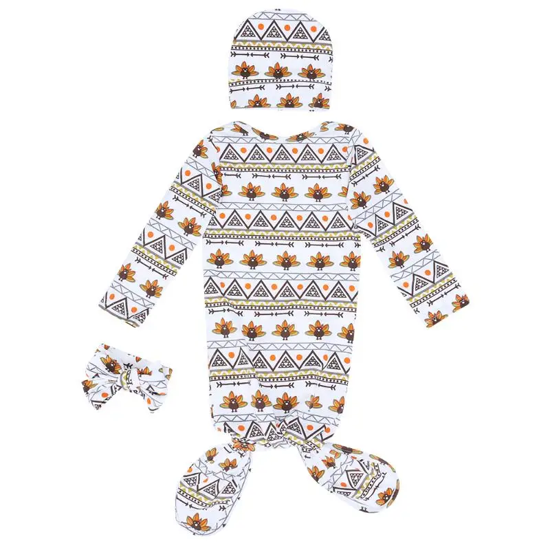 3 шт. Конверт для новорожденных спальный мешок с длинным рукавом мультфильм печати пижамы+ шапка+ повязка на голову спальный мешок для детская