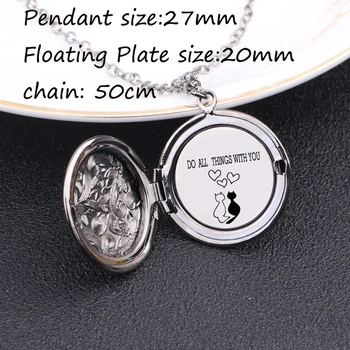 

Pendant Necklace Engraved Do All Things With You For Lovers' Couple Gift Can Open Phase Box Sweater Chain Lettering Jewelry
