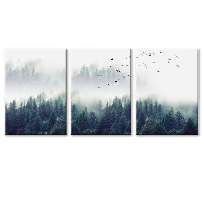 Современная простота скандинавский декор лесной пейзаж настенное искусство