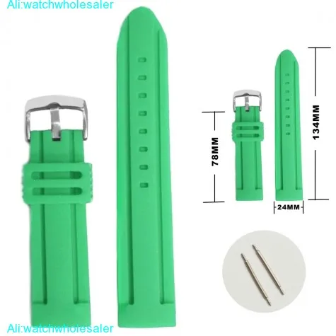 24mm Aqua Color Silicone Jelly Rubber Ladies Men Watch Band Straps WB1072P24JB