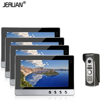 

JERUAN New Wired 10 inch TFT Video Intercom Door Phone System 4 Screens + 700TVL Waterproof Outdoor Camera In Stock
