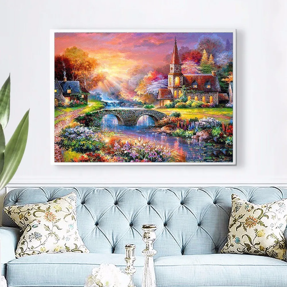 Evershine 5D алмазная вышивка продажа деревенский дом крестиком живопись полный набор