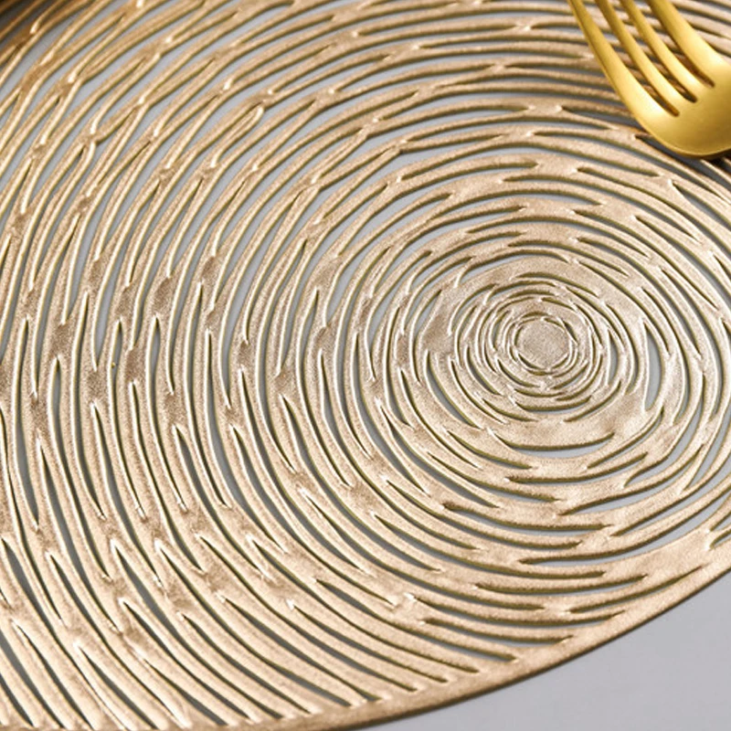 В скандинавском стиле ПВХ круглые золотые, серебряные, полые подстилки под чашку коврики для украшения дома Настольные Коврики для кухни инструмент для обеденного стола чаша тарелка