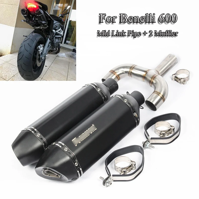 Для Benelli 600 выхлопная труба, полный комплект, выхлопная труба для мотоцикла, глушитель, соединительная средняя Соединительная труба под сиденьем, слипоны для Benelli 600