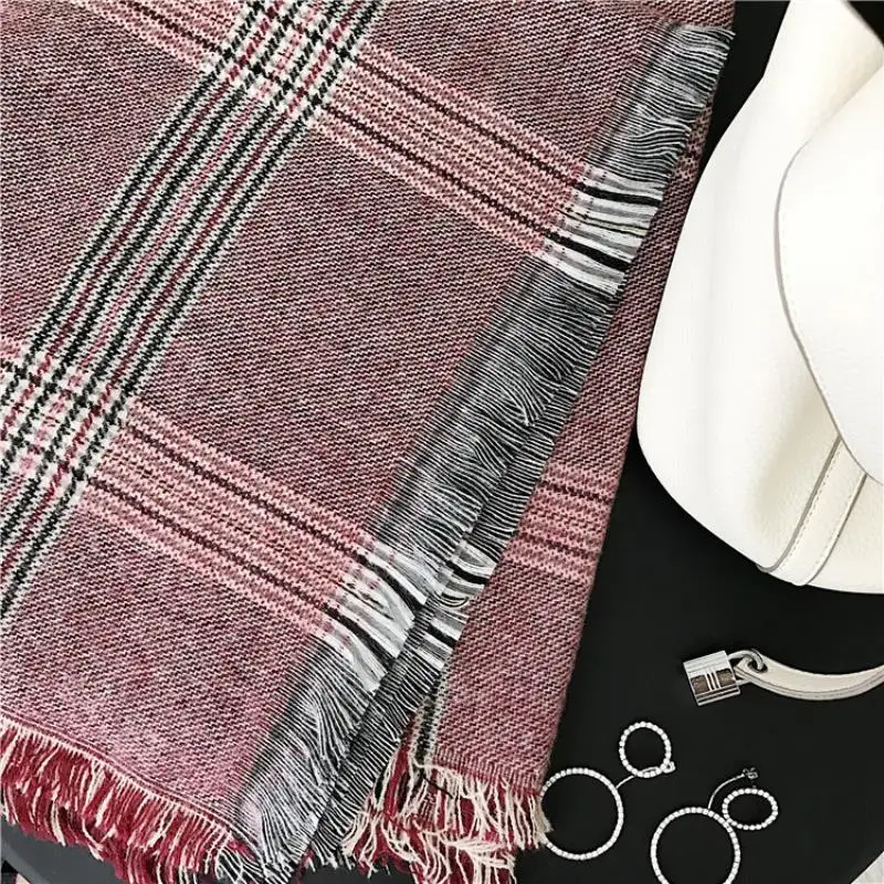 3 Colors High quality fashion lady feel camel dark plaid scarf thick autumn and winter models large shawl