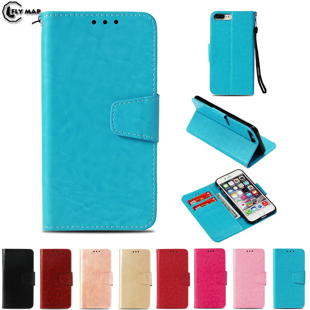 Koop Vintage Flip Case voor Apple iPhone 7 Plus A1786 Portemonnee Kaart Slot Telefoon Lederen Cover apple iPhone 8 Plus A1898 A1897 Case