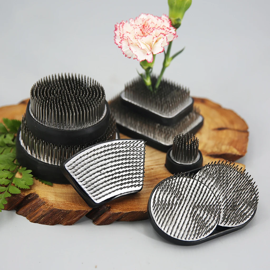 Anti-rust Flower Frog Japanese Flower Arrangement Tool with Rubber Base for Floral Art Fixed Arranging Tools