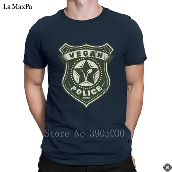 

Stylish Popular Mens T-Shirt Vegan Police Badge Funny Veganism Gift T Shirt Trend Tshirt Man Size S-3xl Male Free Shipping