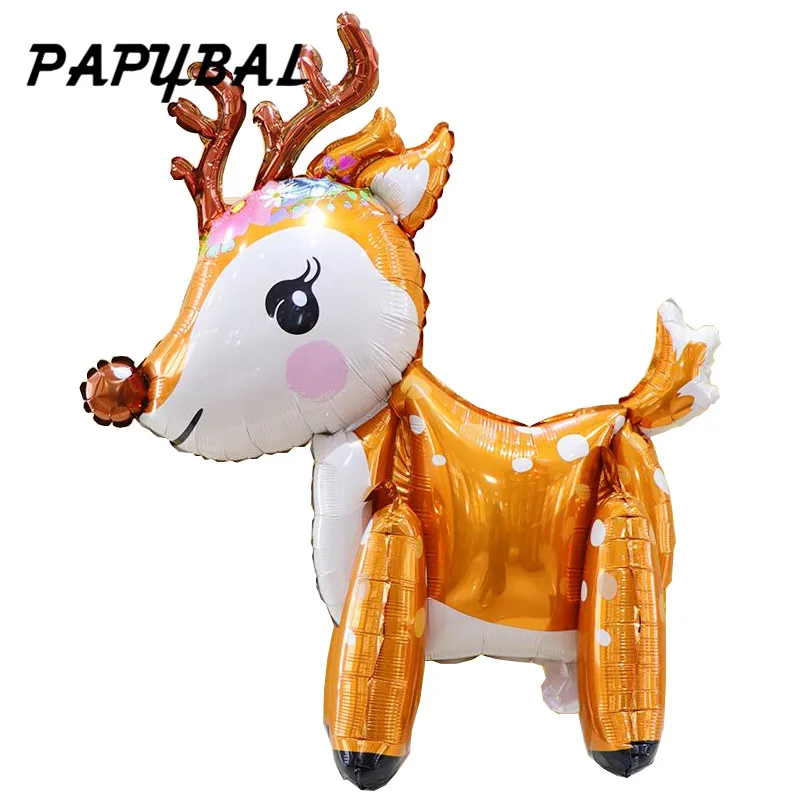 

New 3D 60*51cm Cute Deer Helium Foil balloons Cartoon Elk Animal Balloon Baby Shower Birthday Wedding Party Decoration Supplies