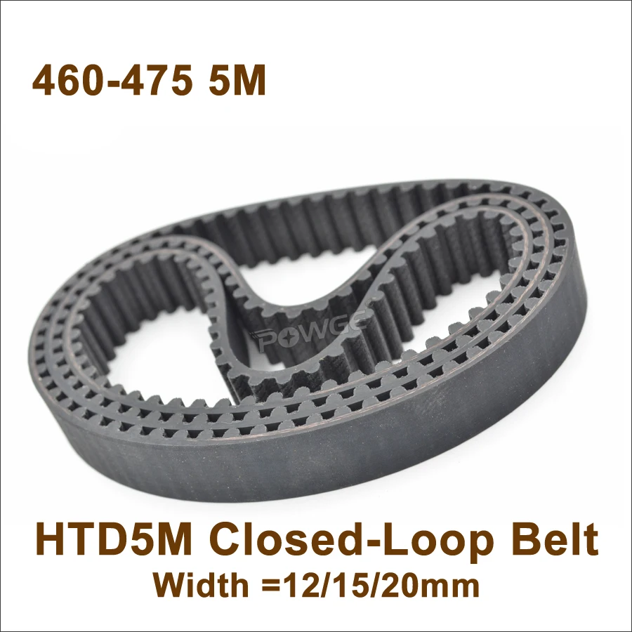 

POWGE 460/465/470/475 5M Synchronous Belt Teeth=92/93/94/95 Width=12/15/20 Closed-Loop HTD 5M Timing Belt Pulley 460-5M 475-5M