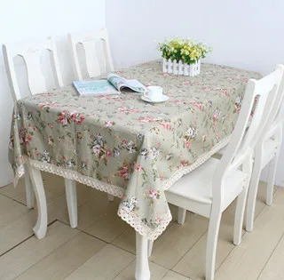 Free shipping New 2014 Zakka Pastoral style lace flower print linen tablecloth/table cover/Modern Home decoration140cm*220cm | Дом и сад