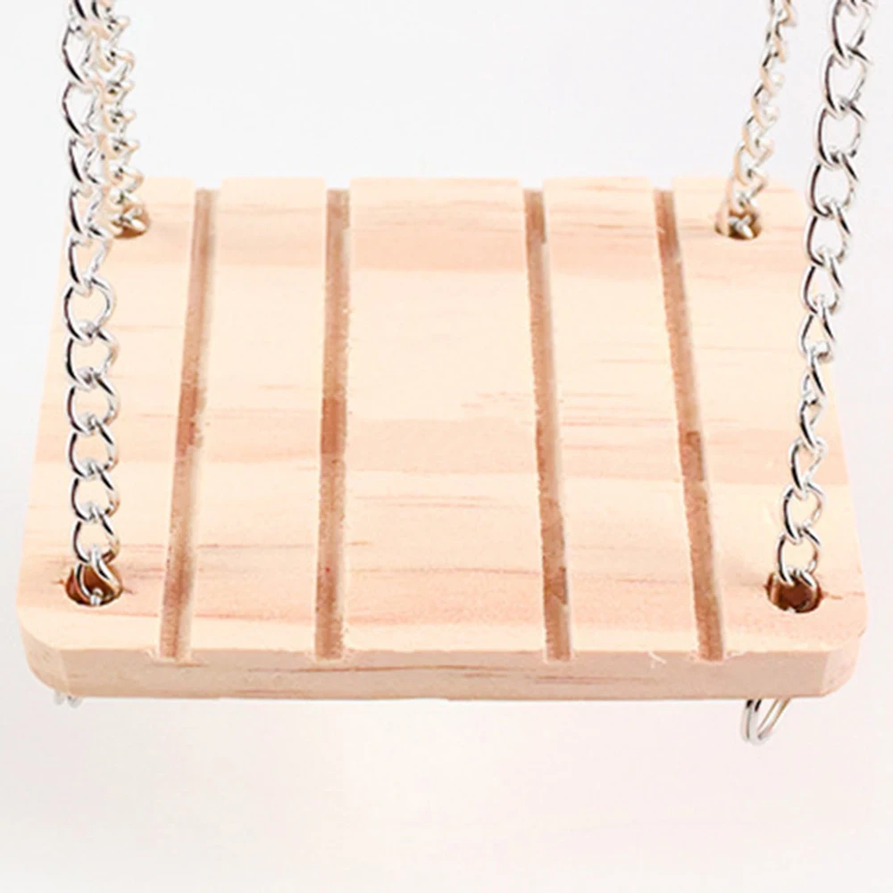 Funny Hamster Wooden Toys Swing Ladder Bell Pet Rat Bird Hanging Cage Products Small Animals Pets Play Toys 88x70x10mm