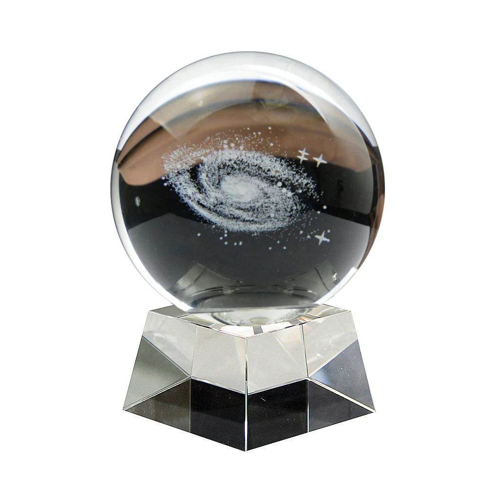 Миниатюры Млечный Путь галактика хрустальный шар 3D лазерной гравировкой кварцевый стеклянный шар Сфера домашнего рабочего стола украшения аксессуары Подарки