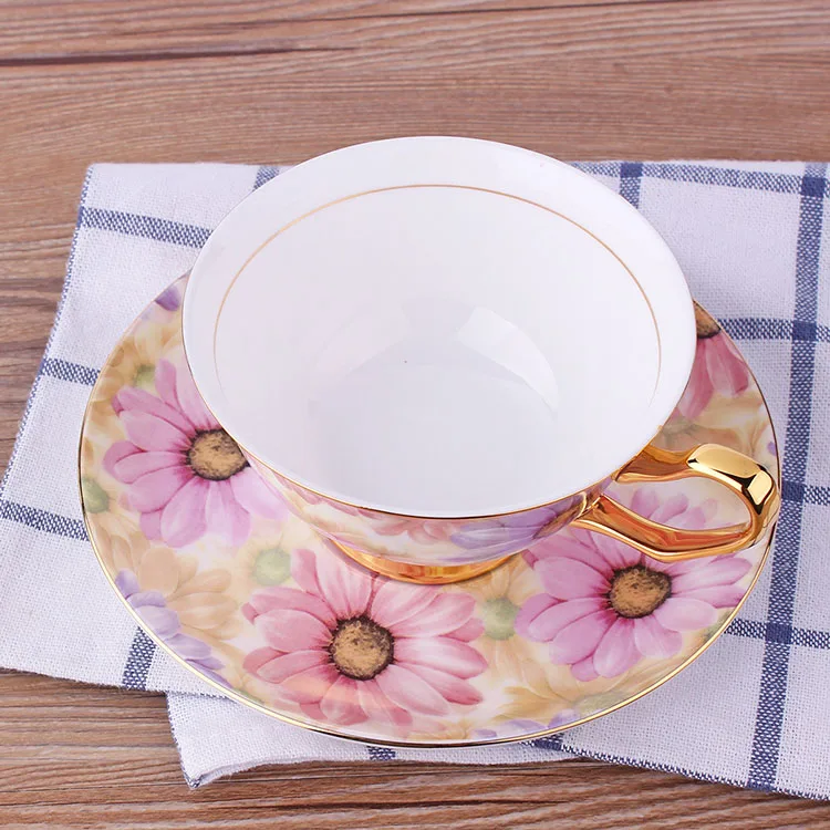 GLLead креативный цветок розы костяного фарфора кофейная чашка и блюдце в золотистой оправе цветочная керамическая чайная чашка послеобеденные чайные наборы чашек