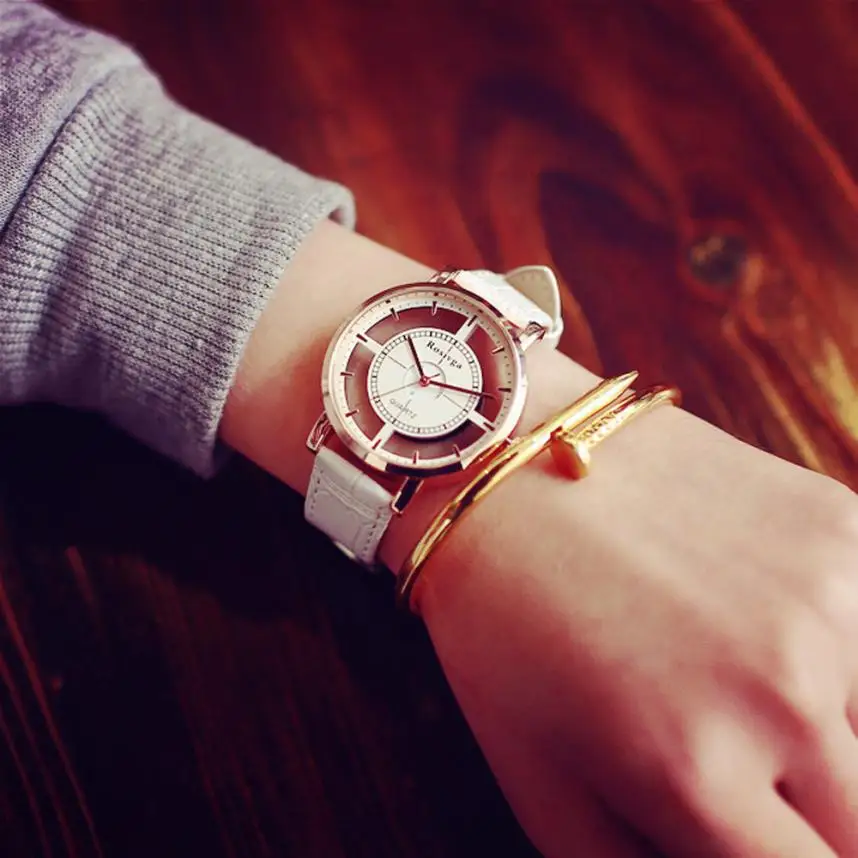 Классические модные наручные часы женские Ретро дизайн кожаный ремешок Аналоговый сплав кварцевые наручные часы браслет часы для женщин