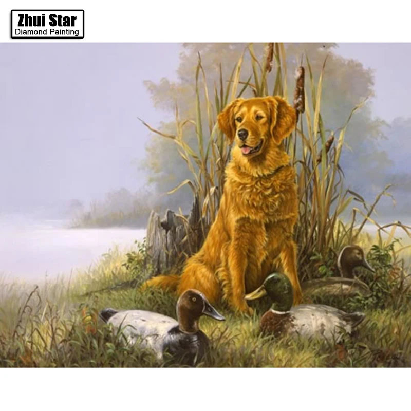 

Full Drill Square Diamond 5D DIY Diamond Painting"Dogs and ducks"Diamond Embroidery Cross Stitch Rhinestone Mosaic Painting