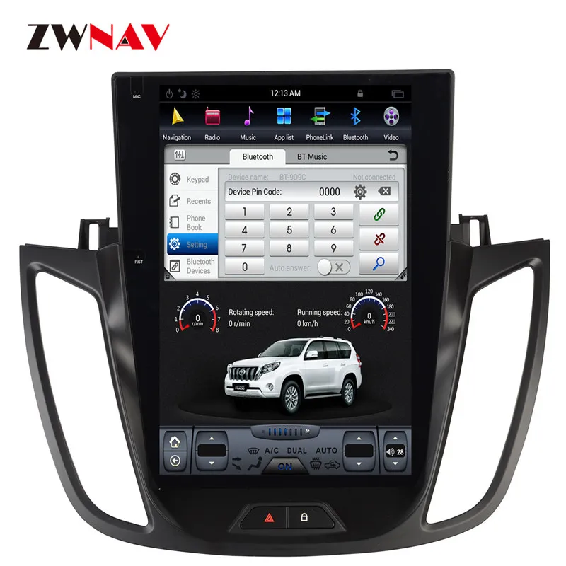 Best ZWNVA Tesla style Screen Newest Android 7.1 Car DVD Player GPS Navigation Radio Screen For Ford Kuga/Escape 2013 2014 2015 2016 6