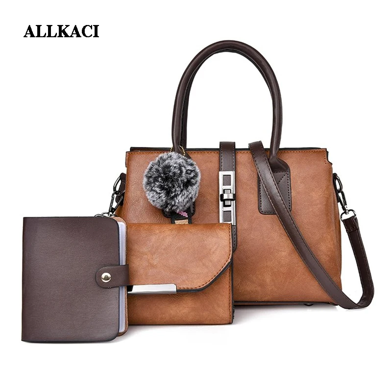 

New Luxury Brand 3Psc/set Women's Handbags Large Capacity Women Bag Ladies Leather Tote Fashion Shoulder Bags for Women 2018-48