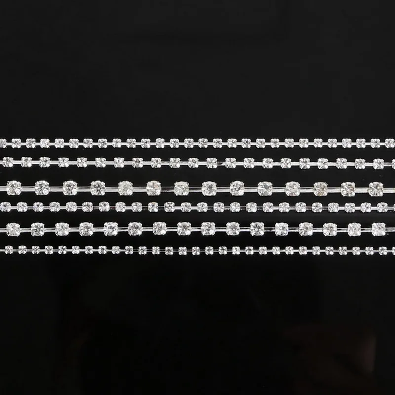 10 Yards SS6-18 Rhinestone Chains Copper Claw Transparent/White AB Glass Rhinestone DIY Jewelry Craft Apparel Sew On Accessoires