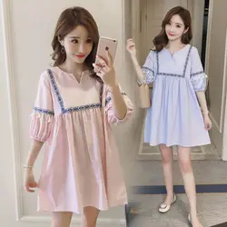 2018 новые модные платья для беременных корейской версии ветра с короткими рукавами беременная женщина платья беременности одежда vestidos